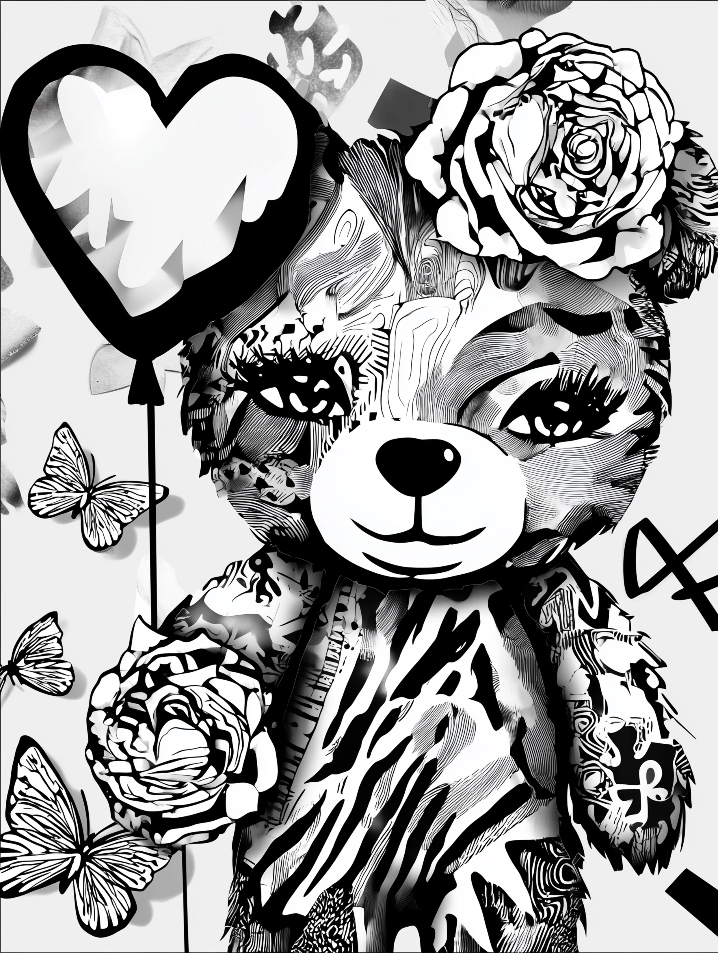 Free printable bear coloring book page featuring a teddy bear holding a balloon